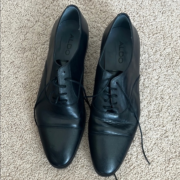 Aldo Men's Black Leather Dress Shoes - Picture 1 of 4